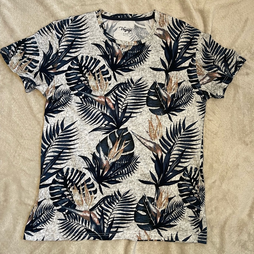 Craft + Flow VoyageTropical Leaf Print Men’s Large‎ T-Shirt